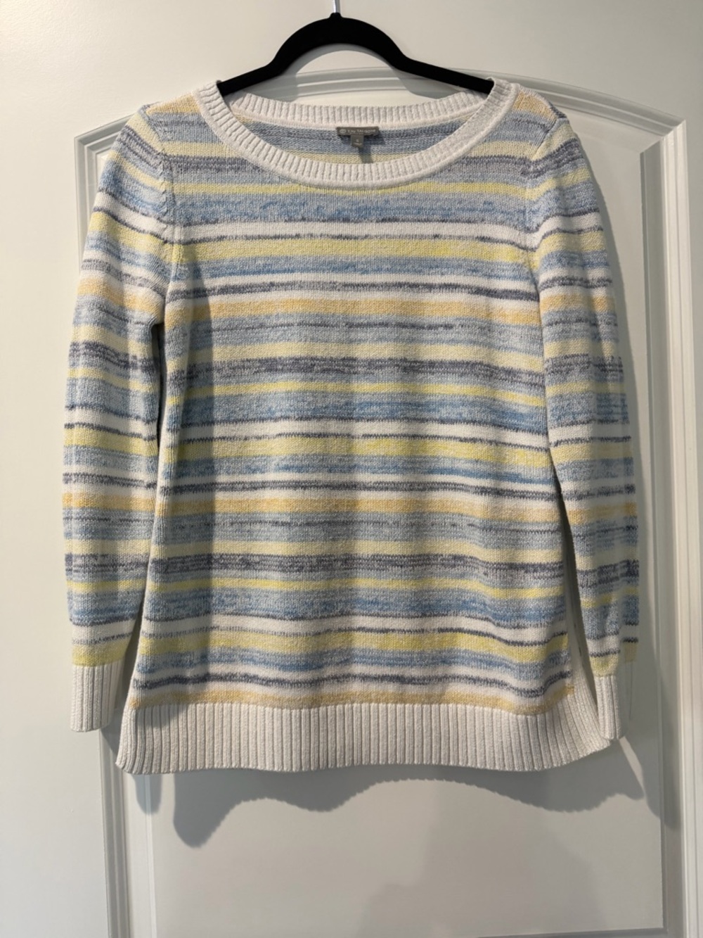 Talbots Pastel Striped Crewneck Sweater in Blue, Yellow & White - Picture 1 of 10